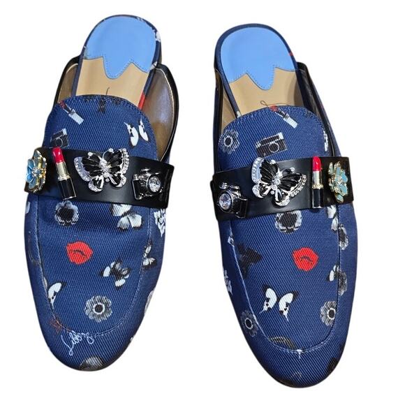 Libby Edelman  sz 8.5 Paige Lipstick Camera Butterfly Flower Mule‎ EUC - Picture 1 of 6